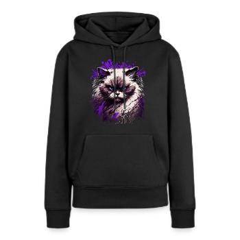 Arrogant Ragdoll Chat - Sweat à capuche Premium bio Femme - noir - Devant - Julia (174cm)