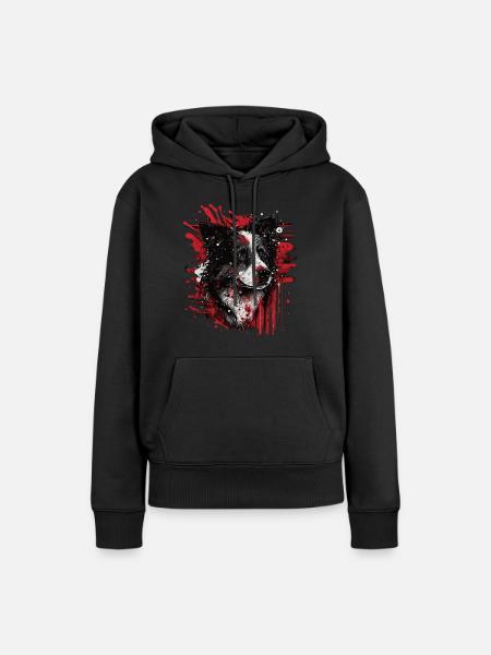 Border Collie - Dame Premium hoodie, økologisk bomuld - sort