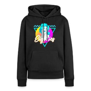 80er Musik Nostalgie Leuchtreklame - Frauen Premium Bio Hoodie - Schwarz - Vorne - Julia (174cm)