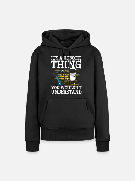 Roboter Zahnrad Cyborg - Frauen Premium Bio Hoodie - Schwarz