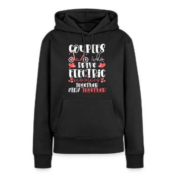 Rollerfahrer Strom Batterie - Frauen Premium Bio Hoodie - Schwarz - Vorne - Julia (174cm)