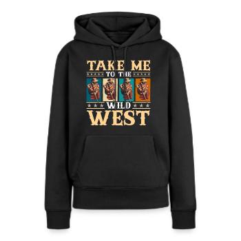 Wilder Westen - Frauen Premium Bio Hoodie - Schwarz - Vorne - Julia (174cm)