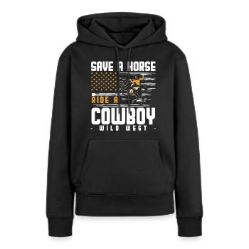 Western Bandit Wildnis Westernpferd - Frauen Premium Bio Hoodie - Schwarz - Vorne - Julia (174cm)