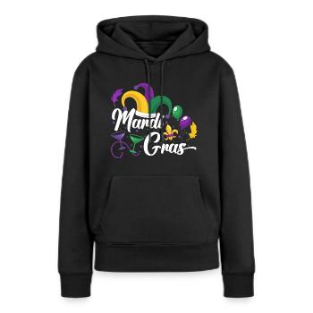 Mardi Gras Nouvelle-Orléans Mardi - Sweat à capuche Premium bio Femme - noir - Devant - Julia (174cm)