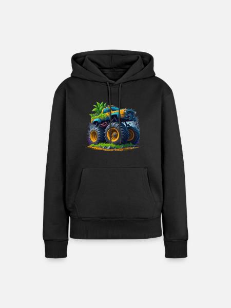 Monstertruck - Dame Premium hoodie, økologisk bomuld - sort