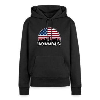 Indianapolis Indiana États-Unis Flag Skyline Silhouette T - Sweat à capuche Premium bio Femme - noir - Devant - Julia (174cm)