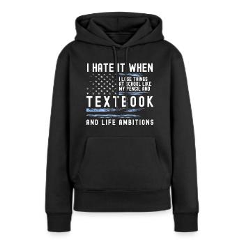 Diplôme étudiant sur le campus - Sweat à capuche Premium bio Femme - noir - Devant - Julia (174cm)
