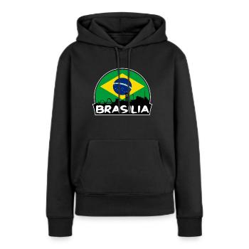 Brasilia Brasilien Flagge Skyline Silhouette Reisen - Frauen Premium Bio Hoodie - Schwarz - Vorne - Julia (174cm)