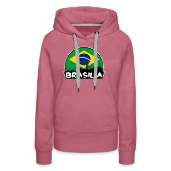 Brasilia Brazil Flag Skyline Silhouette Travel - Women’s Premium Organic Hoodie - mauve - Front - Isabella (175cm)