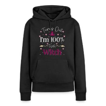 Balai de sorcellerie Halloween Dicton - Sweat à capuche Premium bio Femme - noir - Devant - Julia (174cm)
