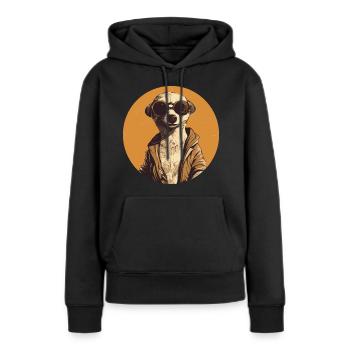 Meerkat with sunglasses, Suricate - Women’s Premium Organic Hoodie - black - Front - Julia (174cm)