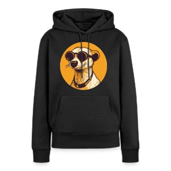 Meerkat with sunglasses, Suricate - Women’s Premium Organic Hoodie - black - Front - Julia (174cm)