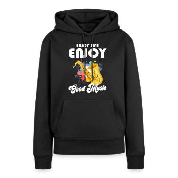 Musicien de ville d’instruments de musique - Sweat à capuche Premium bio Femme - noir - Devant - Julia (174cm)