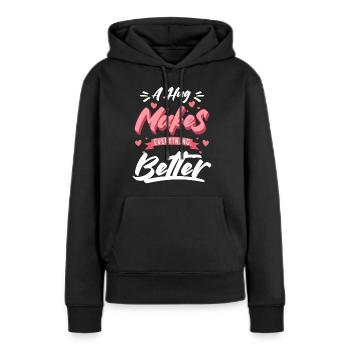 Schmusen Teddybär Süß Romantisch - Frauen Premium Bio Hoodie - Schwarz - Vorne - Julia (174cm)
