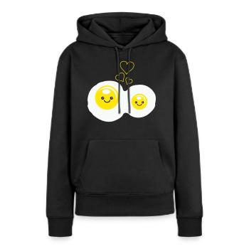 Amour des œufs au plat - Sweat à capuche Premium bio Femme - noir - Devant - Julia (174cm)