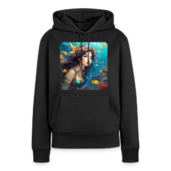 Niedliche Meerjungfrau mit Fischen Anime - Frauen Premium Bio Hoodie - Schwarz - Vorne - Julia (174cm)