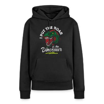 Saurier Urzeit Velociraptor Kinder - Frauen Premium Bio Hoodie - Schwarz - Vorne - Julia (174cm)