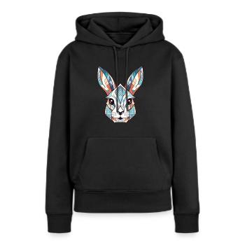 Weißes Kaninchen Bunte Aquarell-Tierkarikatur - Frauen Premium Bio Hoodie - Schwarz - Vorne - Julia (174cm)