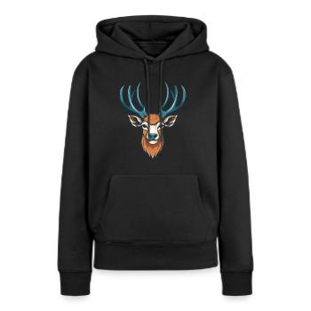 Cerf, tête de cerf - Sweat à capuche Premium bio Femme - noir - Devant - Julia (174cm)