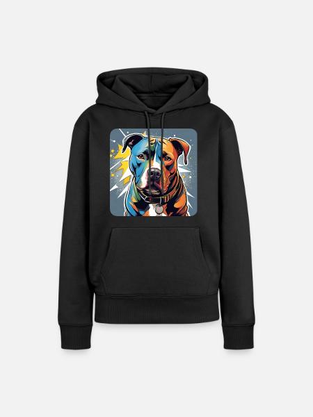 Cooler Pitbull Hund - Frauen Premium Bio Hoodie - Schwarz