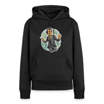 Richard Feynman - Sweat à capuche Premium bio Femme - noir - Devant - Julia (174cm)
