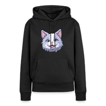 Brume australienne chat dessin animé aquarelle Clipart - Sweat à capuche Premium bio Femme - noir - Devant - Julia (174cm)