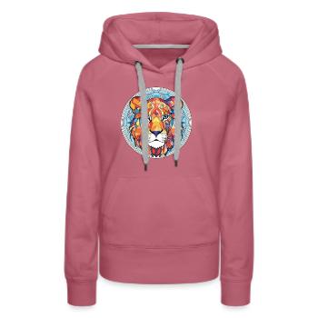 Liger Hybrid Löwe Tiger Katze Buntes Aquarell - Frauen Premium Bio Hoodie - Malve - Vorne - Isabella (175cm)