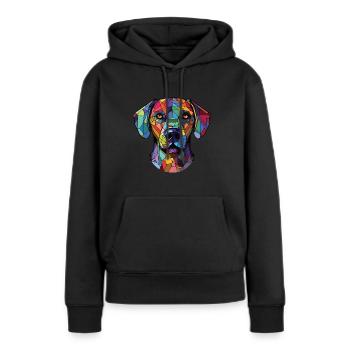 Cao De Castro Laboreiro race chien aquarelle verre - Sweat à capuche Premium bio Femme - noir - Devant - Julia (174cm)