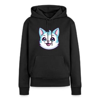 Hantilly Tiffany chat dessin animé aquarelle Clipart - Sweat à capuche Premium bio Femme - noir - Devant - Julia (174cm)