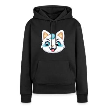 Hantilly Tiffany chat dessin animé aquarelle Clipart - Sweat à capuche Premium bio Femme - noir - Devant - Julia (174cm)