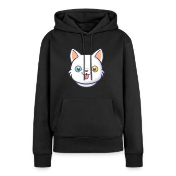 Hantilly Tiffany chat dessin animé aquarelle Clipart - Sweat à capuche Premium bio Femme - noir - Devant - Julia (174cm)