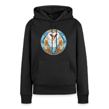 Bunte Aquarell-Tierillustration der Schleiereule - Frauen Premium Bio Hoodie - Schwarz - Vorne - Julia (174cm)
