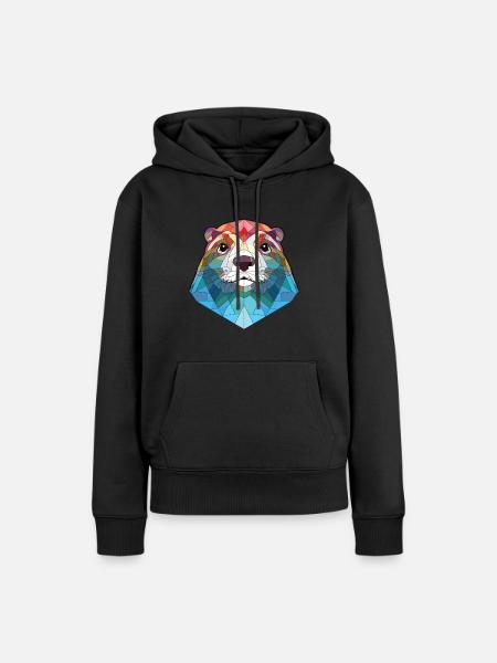 Loutre aquarelle colorée Animal animal de compagnie Illustration - Sweat à capuche Premium bio Femme - noir