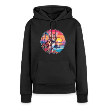 Rotluchs buntes Aquarell Karikatur Kawaii Tier - Frauen Premium Bio Hoodie - Schwarz - Vorne - Julia (174cm)