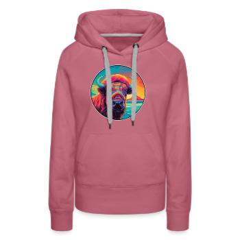 Buffalo Colorful Watercolor Cartoon Kawaii Animal - Women’s Premium Organic Hoodie - mauve - Front - Isabella (175cm)