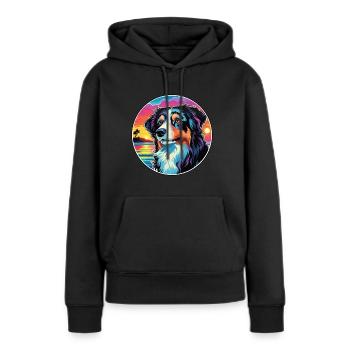 Race de chien de berger des Carpates Dessin animé coloré Wat - Sweat à capuche Premium bio Femme - noir - Devant - Julia (174cm)