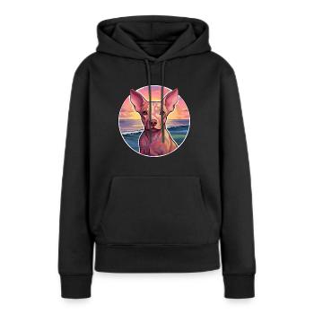 Cirneco Dell Ätna Hunderasse Bunte Karikatur Wasser - Frauen Premium Bio Hoodie - Schwarz - Vorne - Julia (174cm)