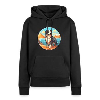 Chien de berger des Carpates race Cartoon Kawaii chien - Sweat à capuche Premium bio Femme - noir - Devant - Julia (174cm)