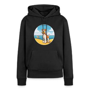 draht foxterrier hunderasse cartoon kawaii clipart - Frauen Premium Bio Hoodie - Schwarz - Vorne - Julia (174cm)