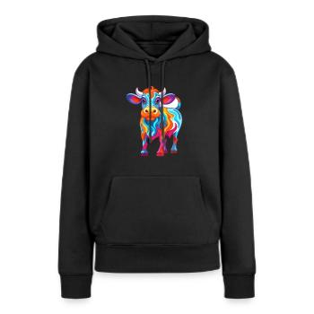 Vache Aquarelle Colorée Dessin Animé Kawaii Animal - Sweat à capuche Premium bio Femme - noir - Devant - Julia (174cm)