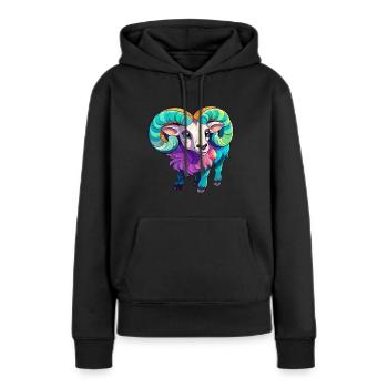 Ram Niedliche Karikatur Kawaii Aquarell Tier Haustier - Frauen Premium Bio Hoodie - Schwarz - Vorne - Julia (174cm)
