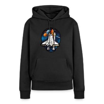 Navette spatiale spatiale - Sweat à capuche Premium bio Femme - noir - Devant - Julia (174cm)
