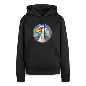 Gänse-Buntglas-Cartoon-Kawaii-Tier - Frauen Premium Bio Hoodie - Schwarz - Vorne - Julia (174cm)