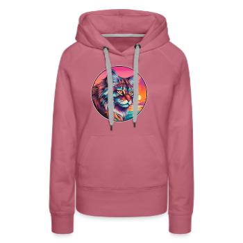 Eurasischer Luchs Katzenrasse Aquarell Cartoon Kawaii - Frauen Premium Bio Hoodie - Malve - Vorne - Isabella (175cm)
