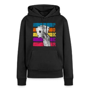 Joueur Poker Face Full House - Sweat à capuche Premium bio Femme - noir - Devant - Julia (174cm)