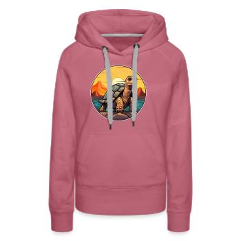 Schildkröte buntes Aquarell Cartoon Kawaii Tier - Frauen Premium Bio Hoodie - Malve - Vorne - Isabella (175cm)