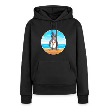 Jay Cartoon Yoga plage Illustration d’été - Sweat à capuche Premium bio Femme - noir - Devant - Julia (174cm)