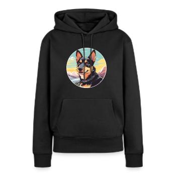 Lancashire Heeler chien race dessin animé Kawaii Waterco - Sweat à capuche Premium bio Femme - noir - Devant - Julia (174cm)