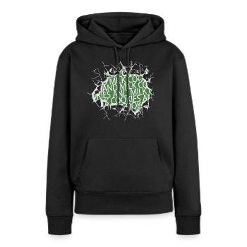 four antiraciste lait d’ours présent - Sweat à capuche Premium bio Femme - noir - Devant - Julia (174cm)