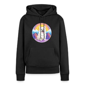 Spitz japonais chien race dessin animé Kawaii aquarelle - Sweat à capuche Premium bio Femme - noir - Devant - Julia (174cm)